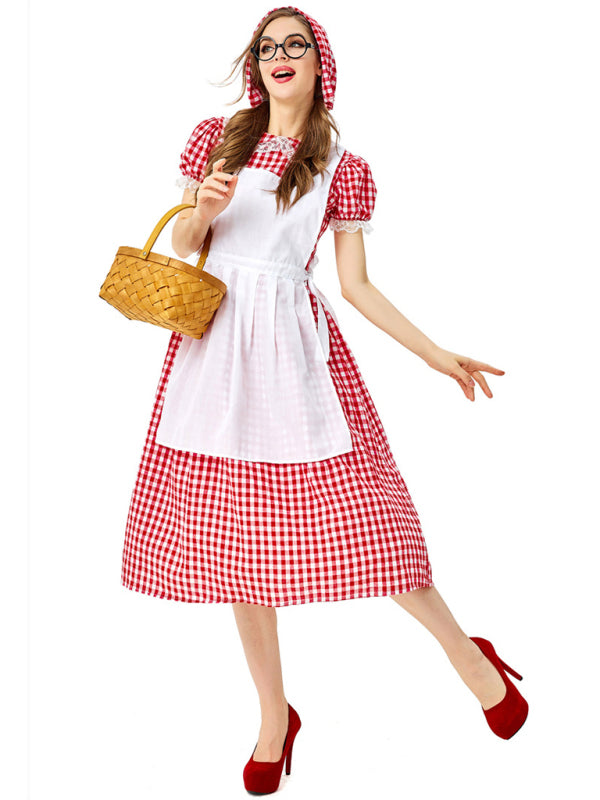LITTLE RED RIDING HOOD Cosplay Modest Adult Halloween Costume 4-piece set