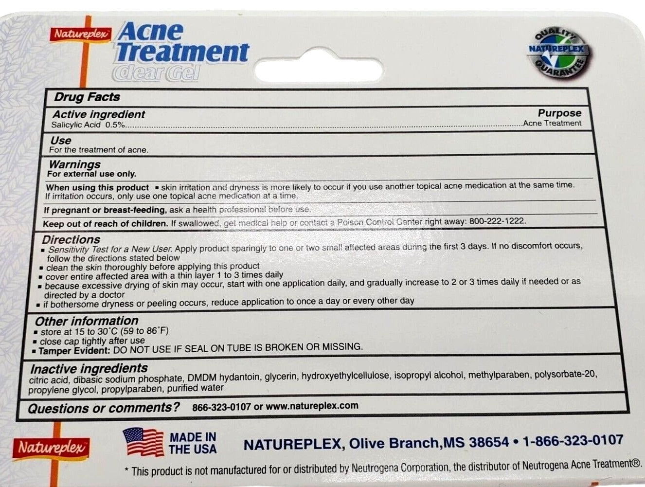 Natureplex Acne Treatment Pimple Clear Gel 1.5oz Salicylic Acid Acne Treatment