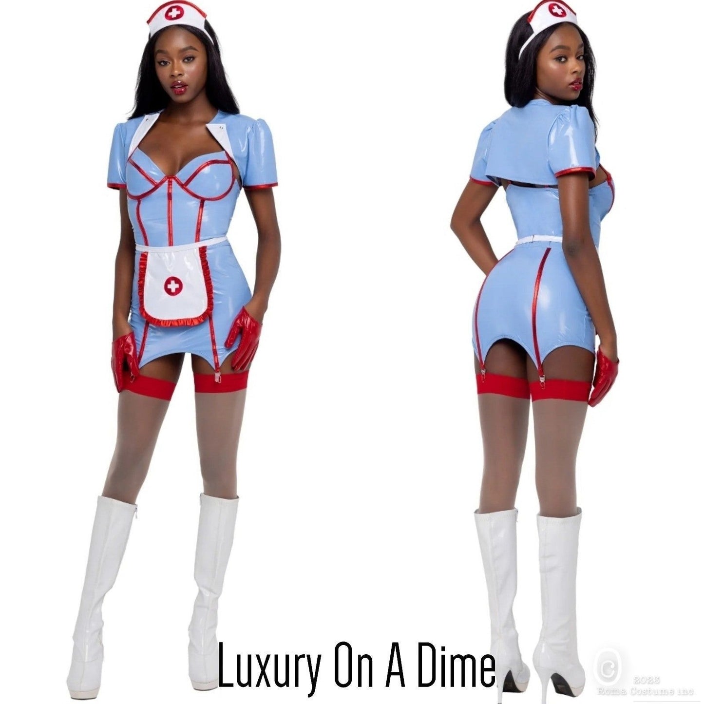 Sexy Retro 4-Piece Naughty Nurse Adult Women Costume Cosplay Outfit