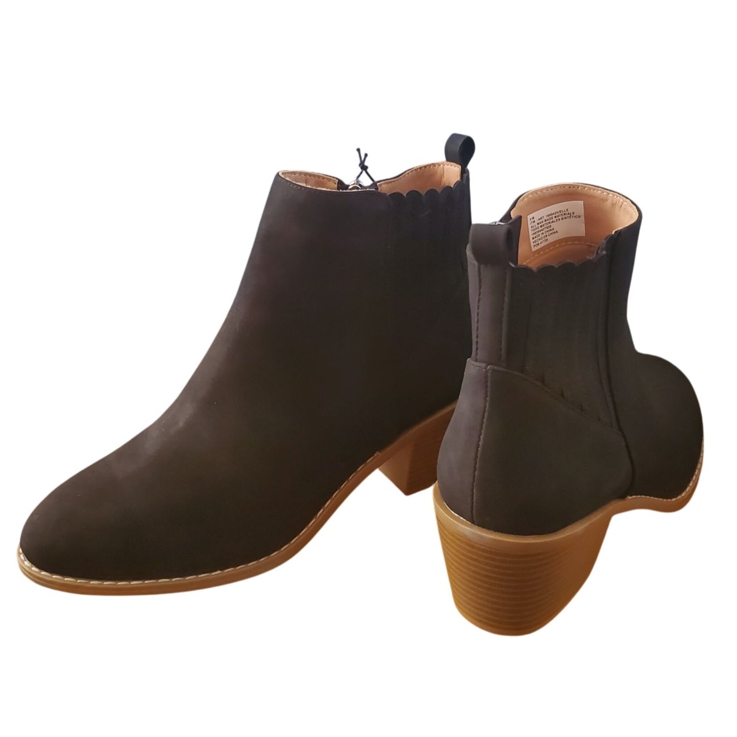 Draper James Womens Elle Bootie Chunky Stacked Heel Zip-up Ankle Boots Brown