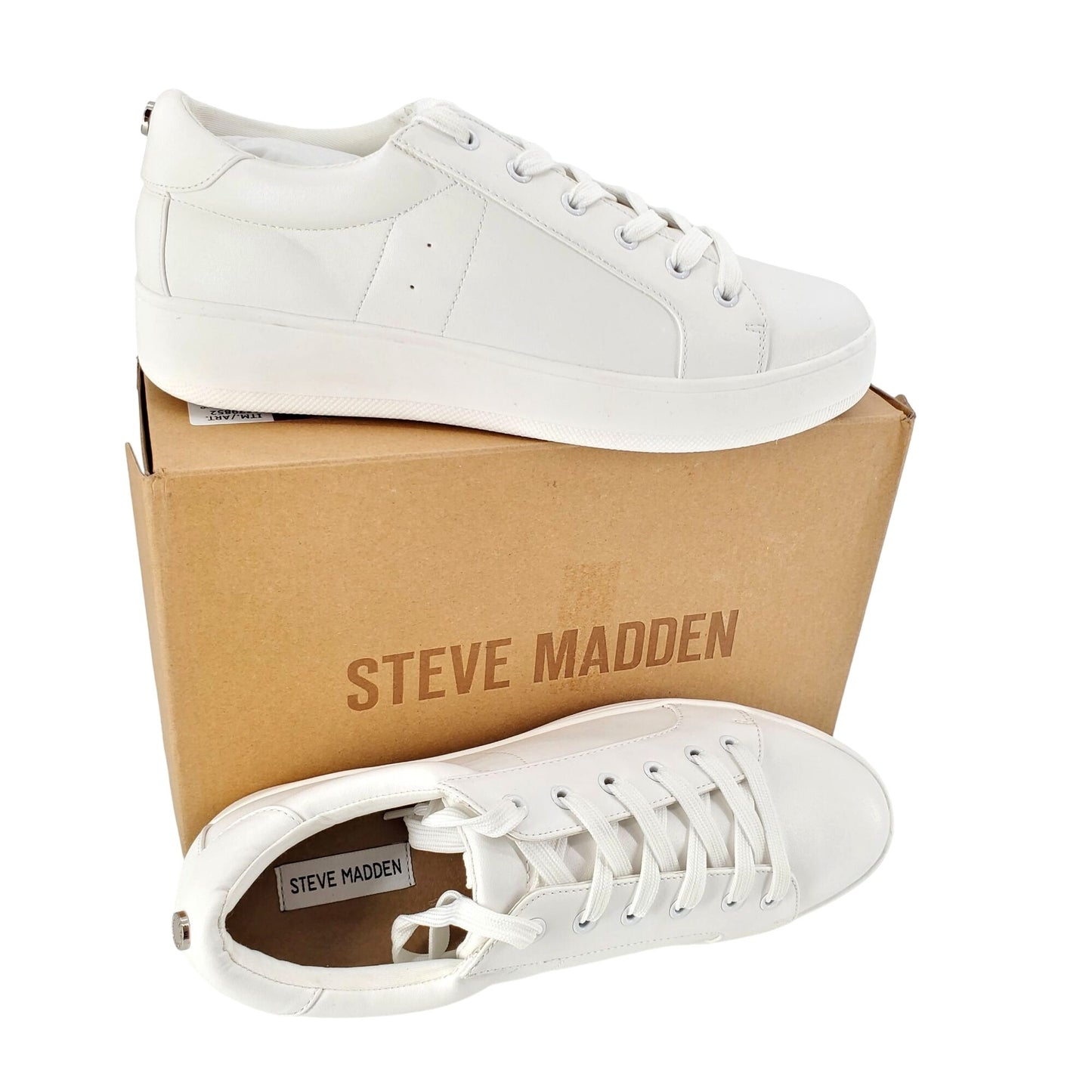 Steve Madden Sneakers Court Womans Classic Retro Platform Fashion White Shoes