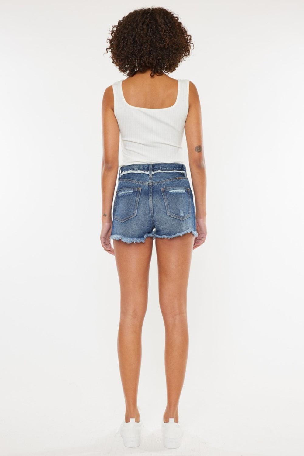 KanCan Button Fly High Rise Torn Distressed Denim Frayed Cut-Off Jean Shorts