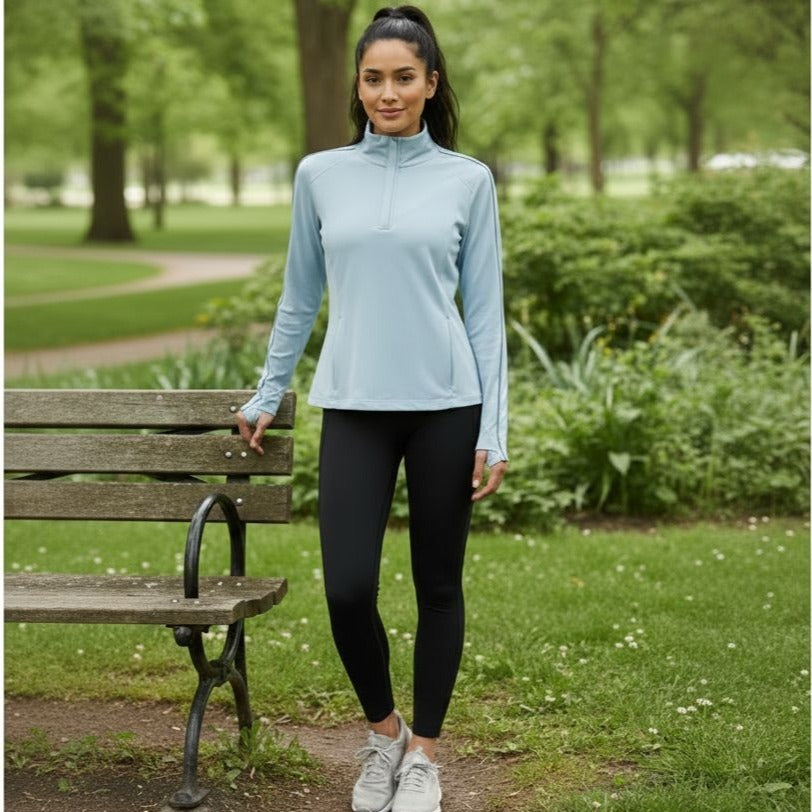 Mondetta Quarter-Zip Shirt Athletic Top Side Zip Pockets Activewear Pullover