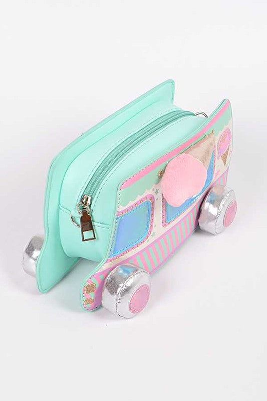 Iridescent 3D Ice-cream Truck Purse Convertible Crossbody Shoulder Novelty Bag Clutch Vegan Fun Eclectic