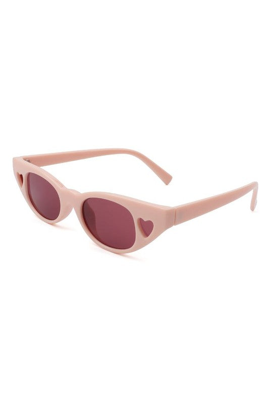 Retro Modern Slim Cat Eye Heart Women's Sunglasses UVA UVB Eye Protection Case Included