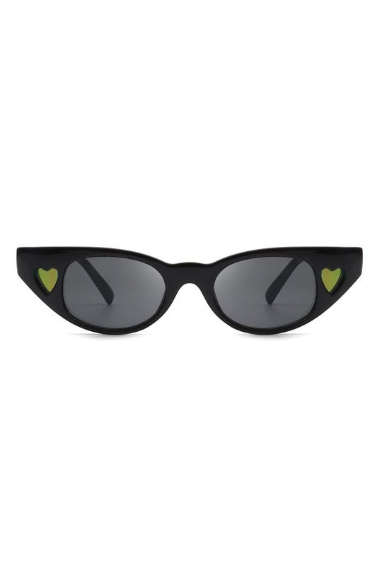 Retro Modern Slim Cat Eye Heart Women's Sunglasses UVA UVB Eye Protection Case Included