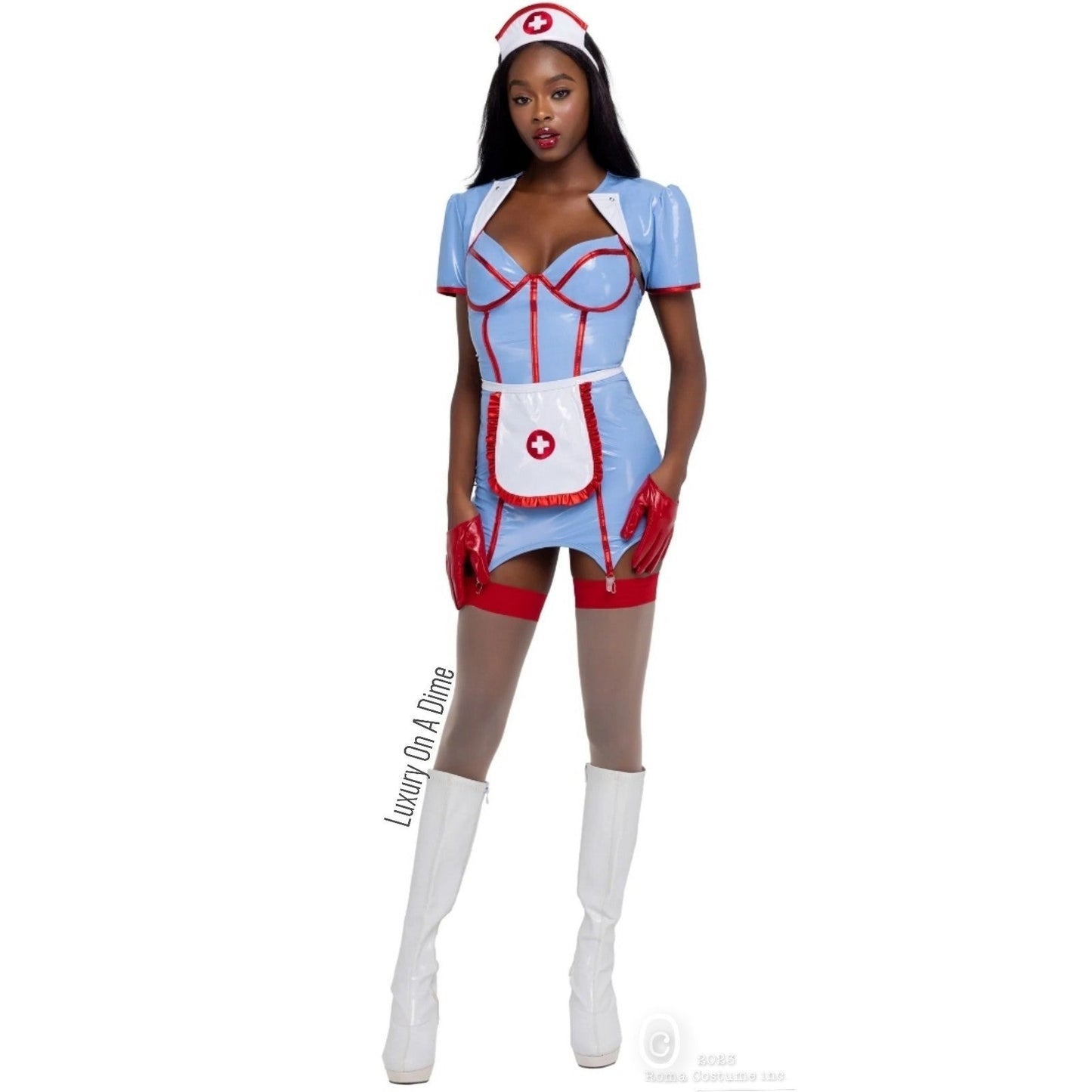 Sexy Retro 4-Piece Naughty Nurse Adult Women Costume Cosplay Outfit