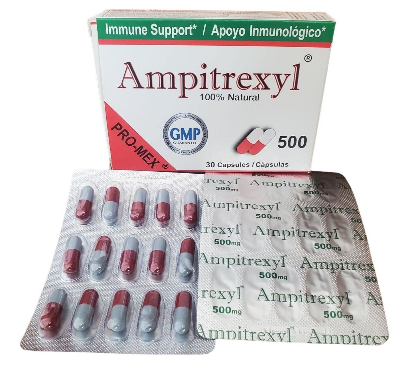 Ampitrexyl 500mg Vitamin C Zinc Natural Dietary Supplement 30 Capsules Holistic