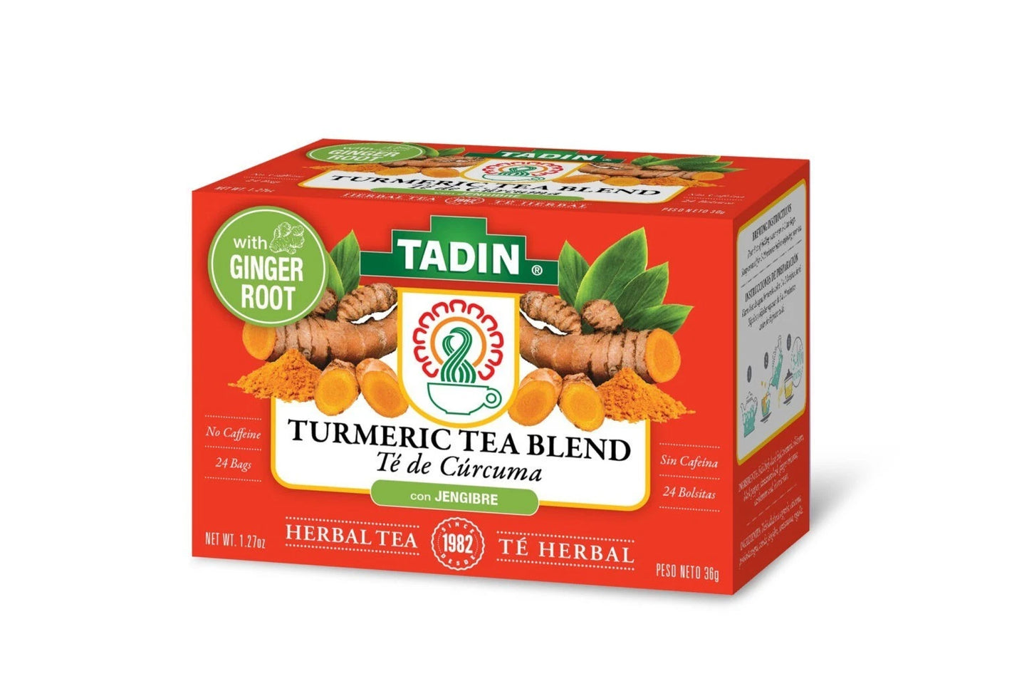 Tadin Turmeric Tea Blend 24 Ct Herbal Tea Turmeric & Spices Anti-Inflammatory Support & Wellness Tea