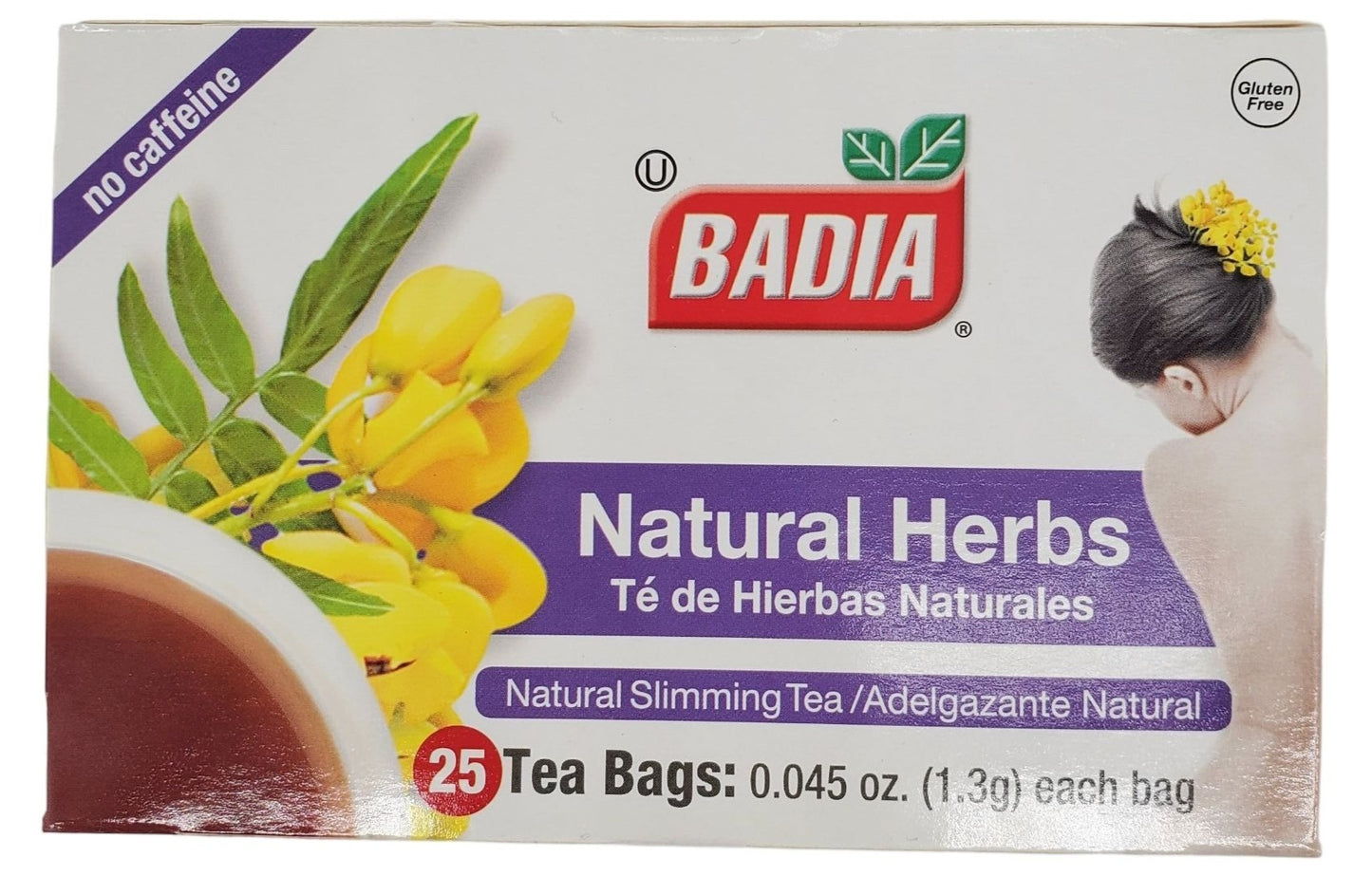 Badia Tea Natual Herbs NO Caffeine Natural Slimming Tea 25 Tea bags/box