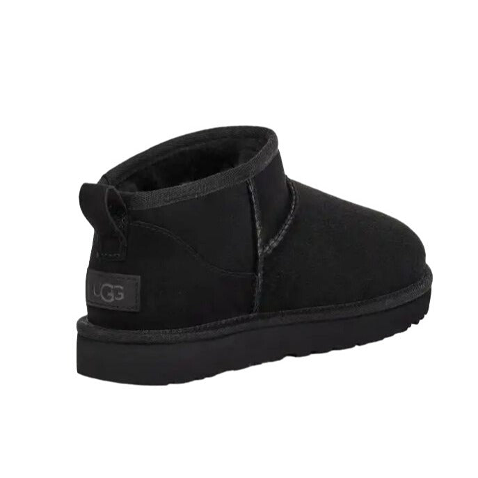 Ugg Classic Ultra Mini Boots Womens Suede Fur Ankle Slip-on Shoes Black