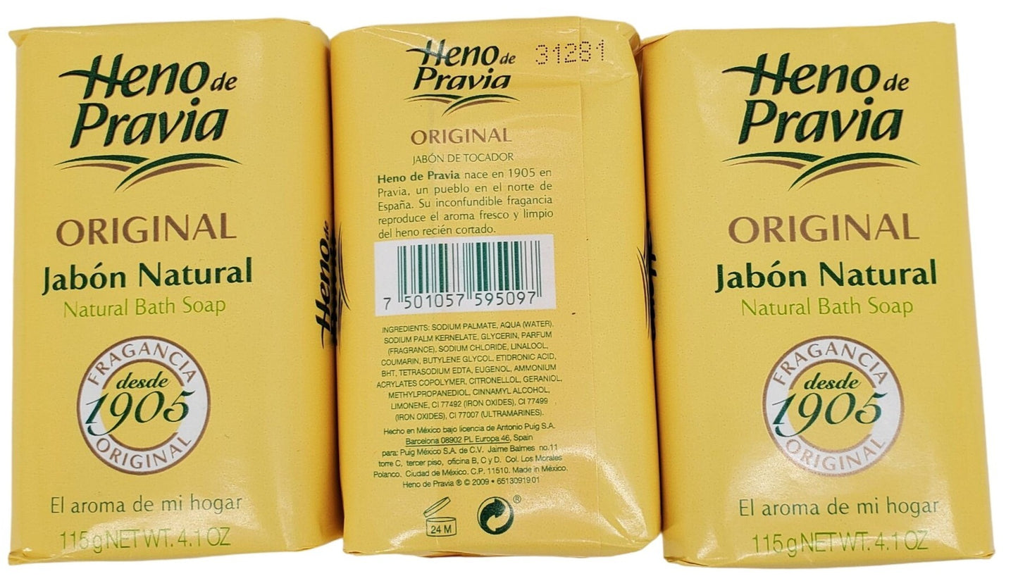 Heno de Pravia Natural Bath Soap 4.1 oz Original 1905 fragrance 3 Bars per pack