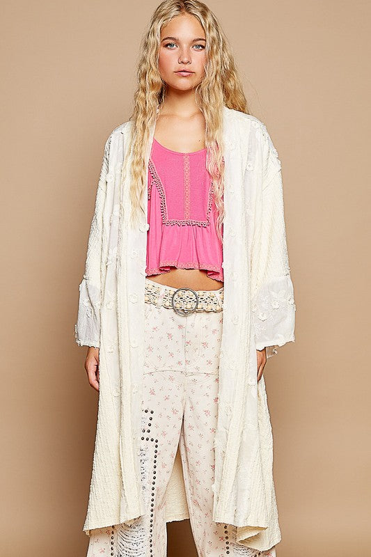 POL Lace Patchwork Oversized Granny Retro Floral Boho Ribbed Longline Cardigan