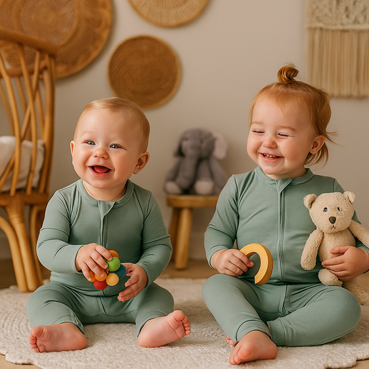 Larkspur Pant Romper Cloudweave Bamboo Long Sleeve Zip Baby Toddler One-piece Bodysuit Jade
