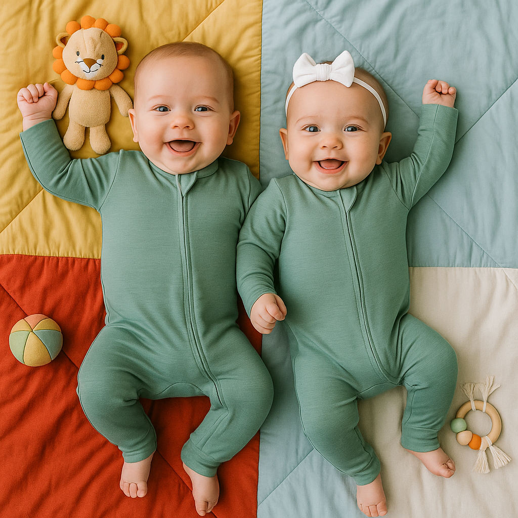 Larkspur Pant Romper Cloudweave Bamboo Long Sleeve Zip Baby Toddler One-piece Bodysuit Jade