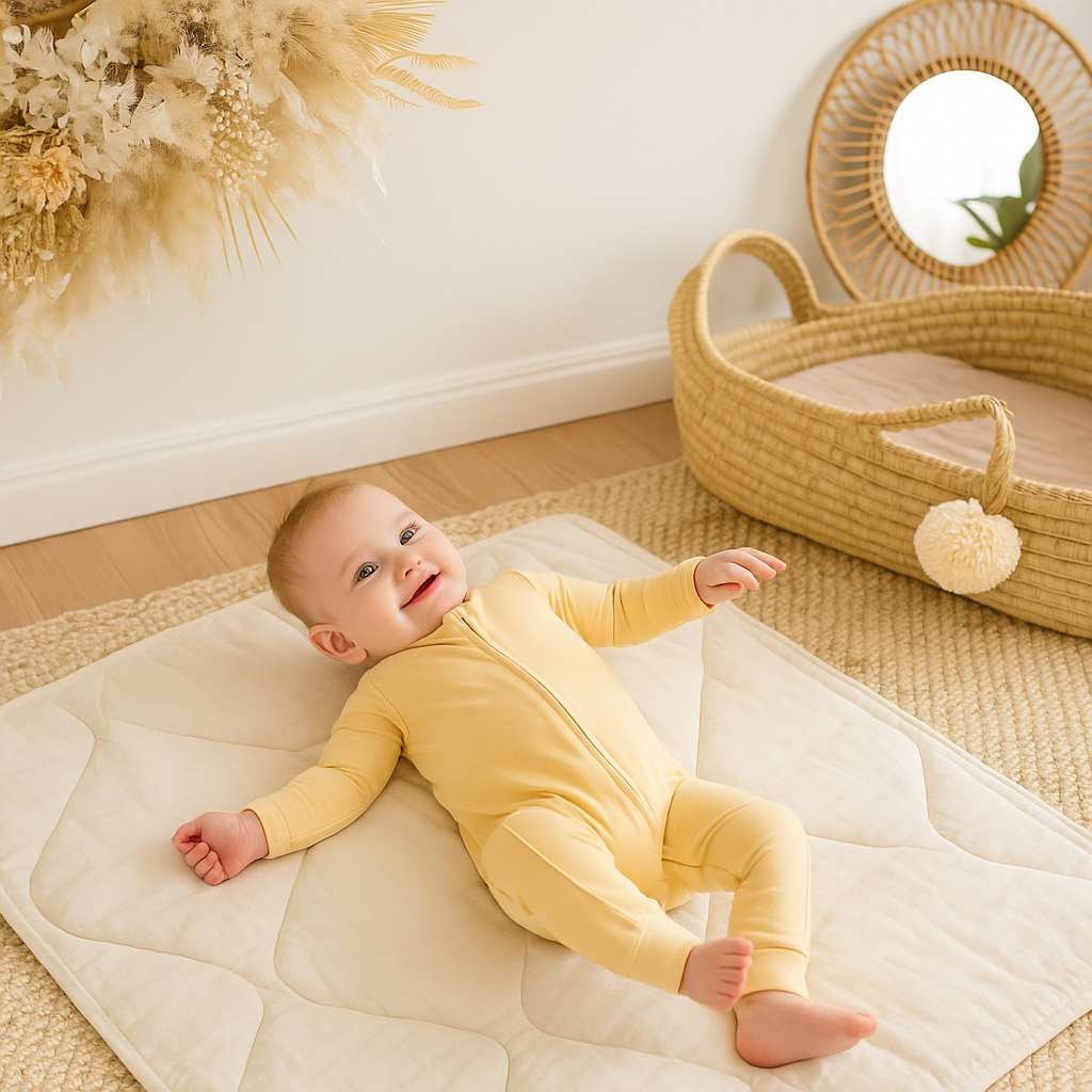 Larkspur Pant Romper Cloudweave Bamboo Long Sleeve Zip Baby Toddler One-piece Bodysuit  Golden Sand
