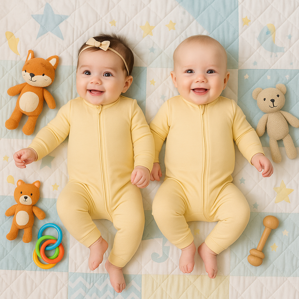 Larkspur Pant Romper Cloudweave Bamboo Long Sleeve Zip Baby Toddler One-piece Bodysuit  Golden Sand