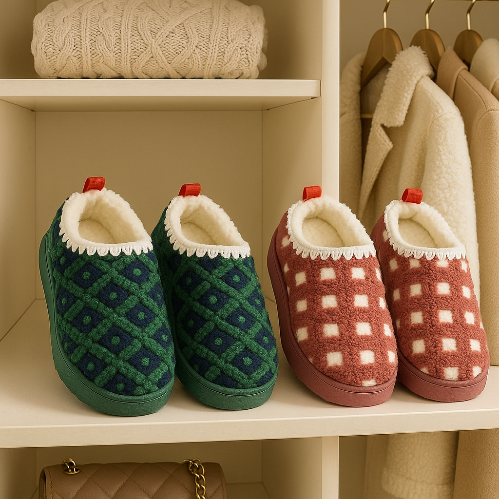 Faux fur Platform Plush Sherpa Slippers Embroidered Slip-on Winter Boho Shoes