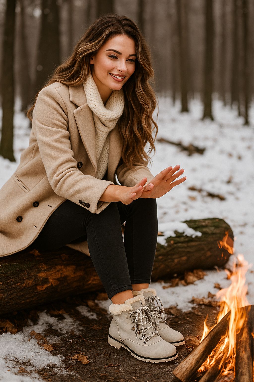 Jsport Women's Boots Faux Fur Shearling Winter Outdoor Weather Lug Chunky Snow Shoes