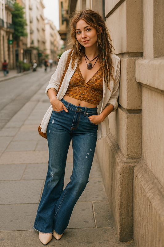 RISEN Mid-Rise Jeans Slim Fit Flare Leg Distressed Frayed Raw Hem Denim Pants Plus Size Available
