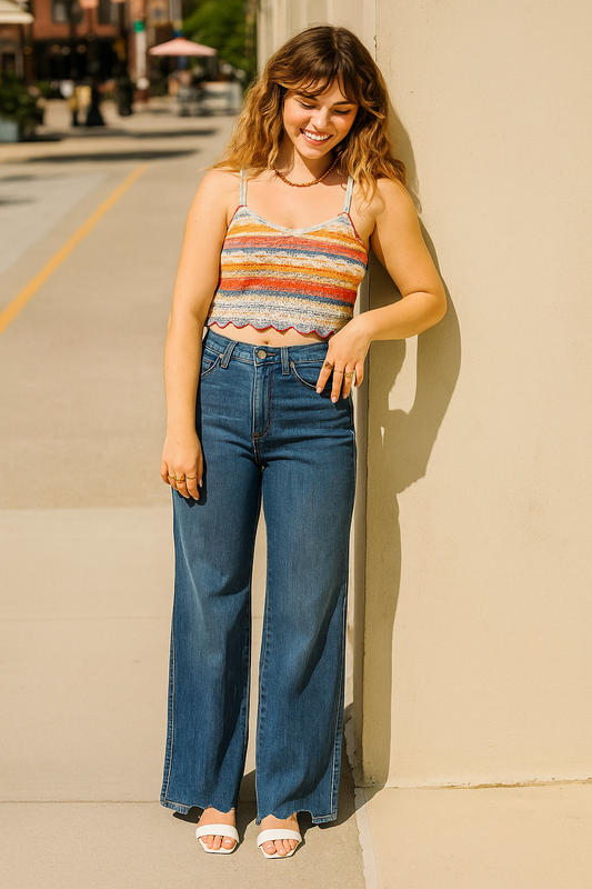 Judy Blue High-Rise Tummy Control Pants Baggy Wide Leg Cut Raw Hem Denim Jeans Plus Size Available