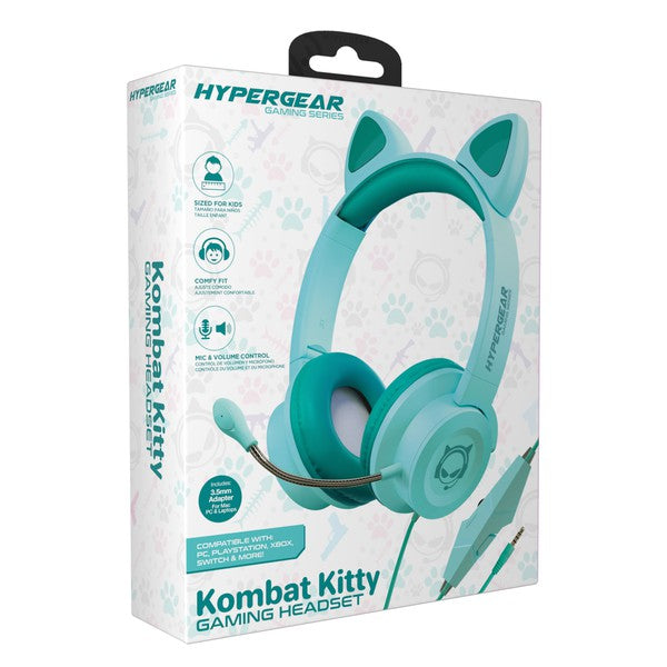 Youth Kombat Kitty Gaming Headset Microphone Kids Cat Headphones