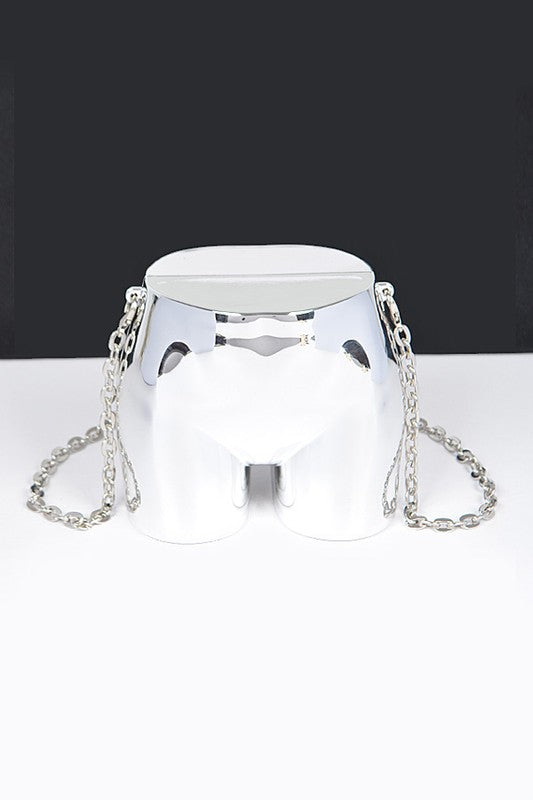 Novelty Butt Shape Convertible Metallic Clutch Crossbody Swing Shoulder Bag