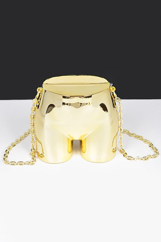 Novelty Butt Shape Convertible Metallic Clutch Crossbody Swing Shoulder Bag