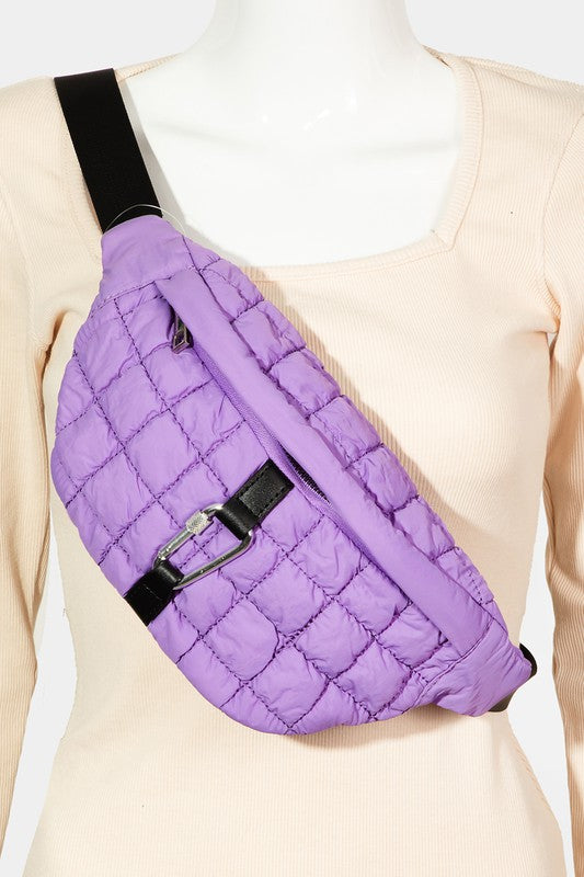 Bubble Puff Quilted Purse Crossbody Shoulder Sling Bag Belt Waist Fanny Pack