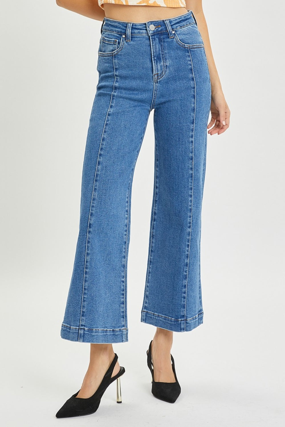 RISEN High-Rise Jeans Retro Wide Leg Front Seam Boyfriend Denim Pants