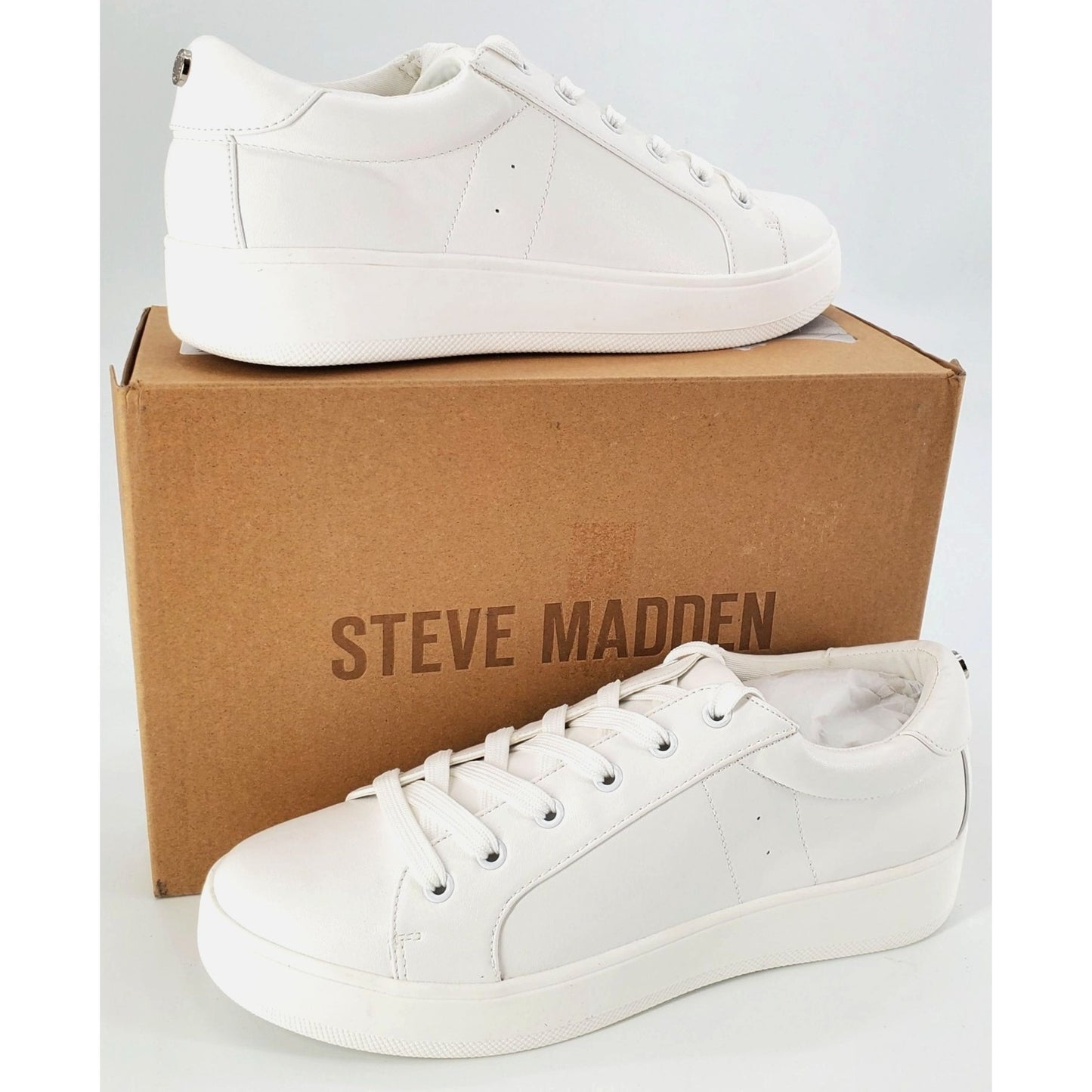 Steve Madden Sneakers Court Womans Classic Retro Platform Fashion White Shoes