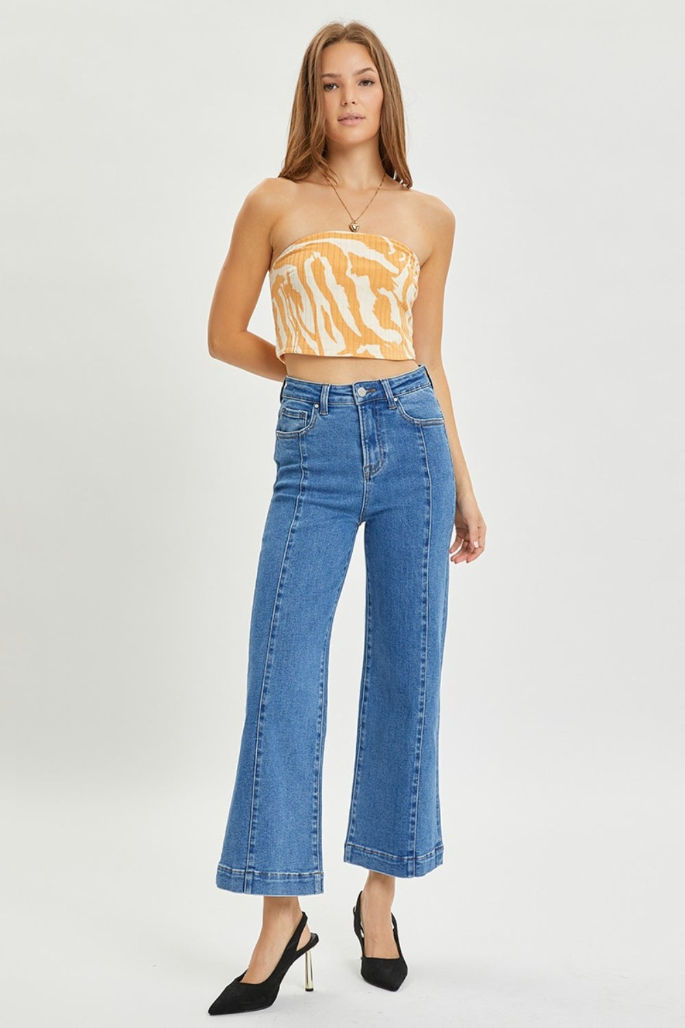 RISEN High-Rise Jeans Retro Wide Leg Front Seam Boyfriend Denim Pants