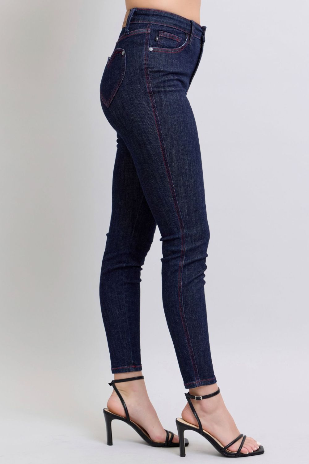 Judy Blue Heart Pocket Skinny High-Rise Stretch Denim Jeans Slim Ankle Pants