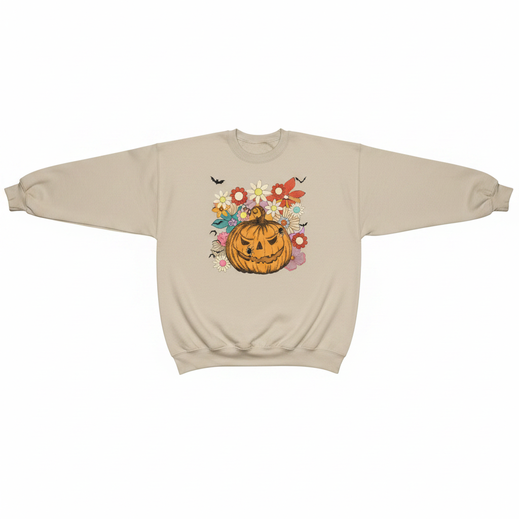 Halloween Pumpkin Jack-O-Lantern  Lightweight Pullover Sweatshirt