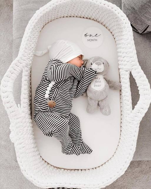 Finn + Emma Carry Cot Moses Baby Carrier Basket Handmade Organic Cotton Crochet Knit Bassinet