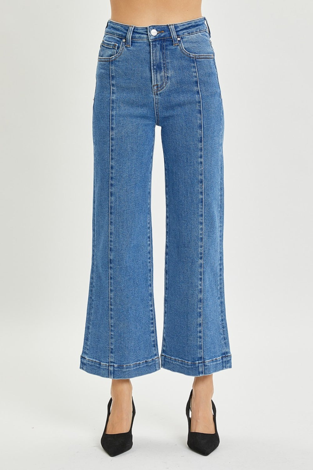 RISEN High-Rise Jeans Retro Wide Leg Front Seam Boyfriend Denim Pants