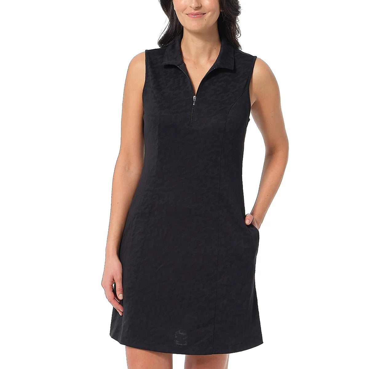 Greg Norman Dress Sporty Mini Sleeveless Palm Texture Athleisure Tennis Preppy Dress