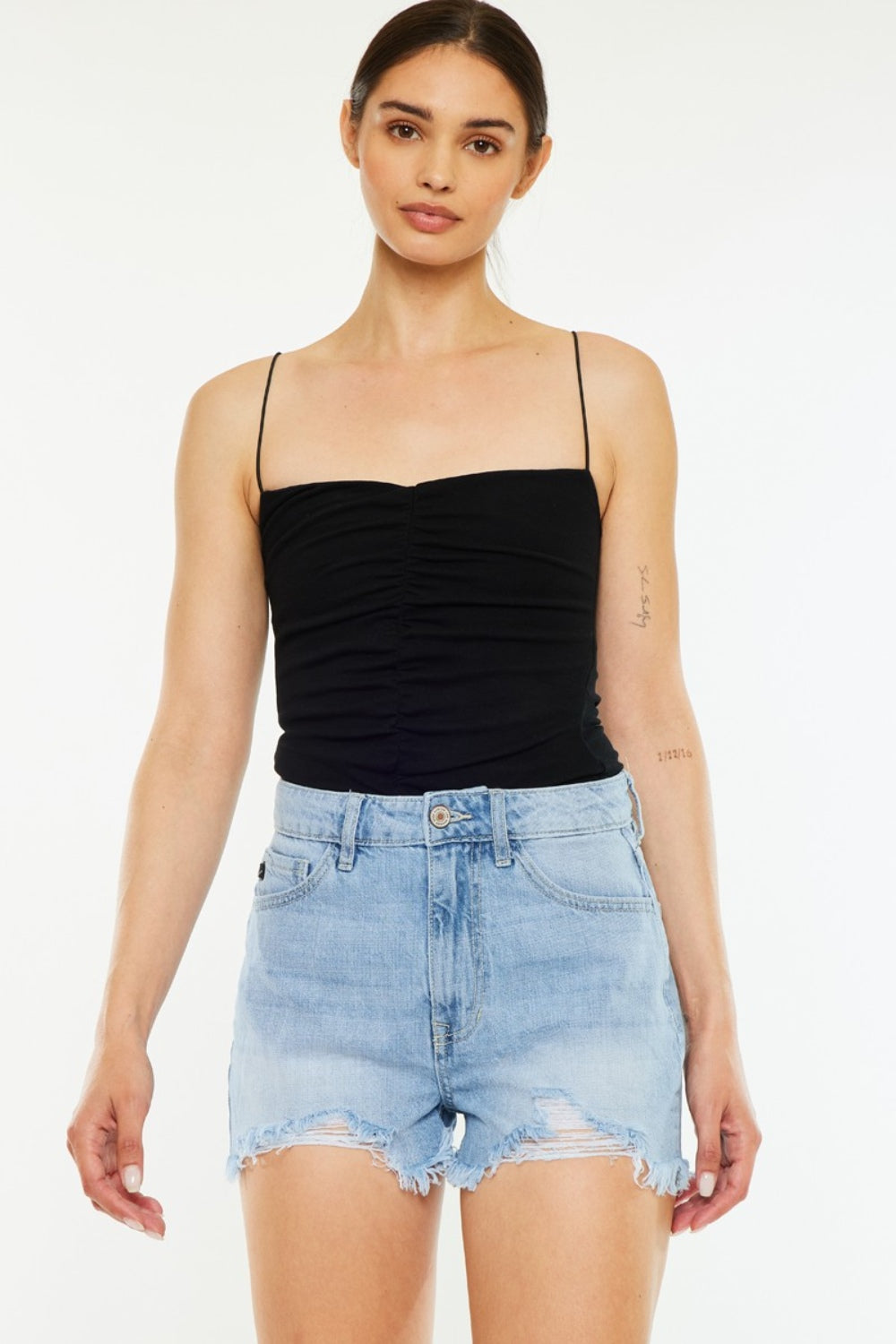 KanCan Torn High Rise Waist Denim Frayed Cut-off Hem Distressed Jean Shorts