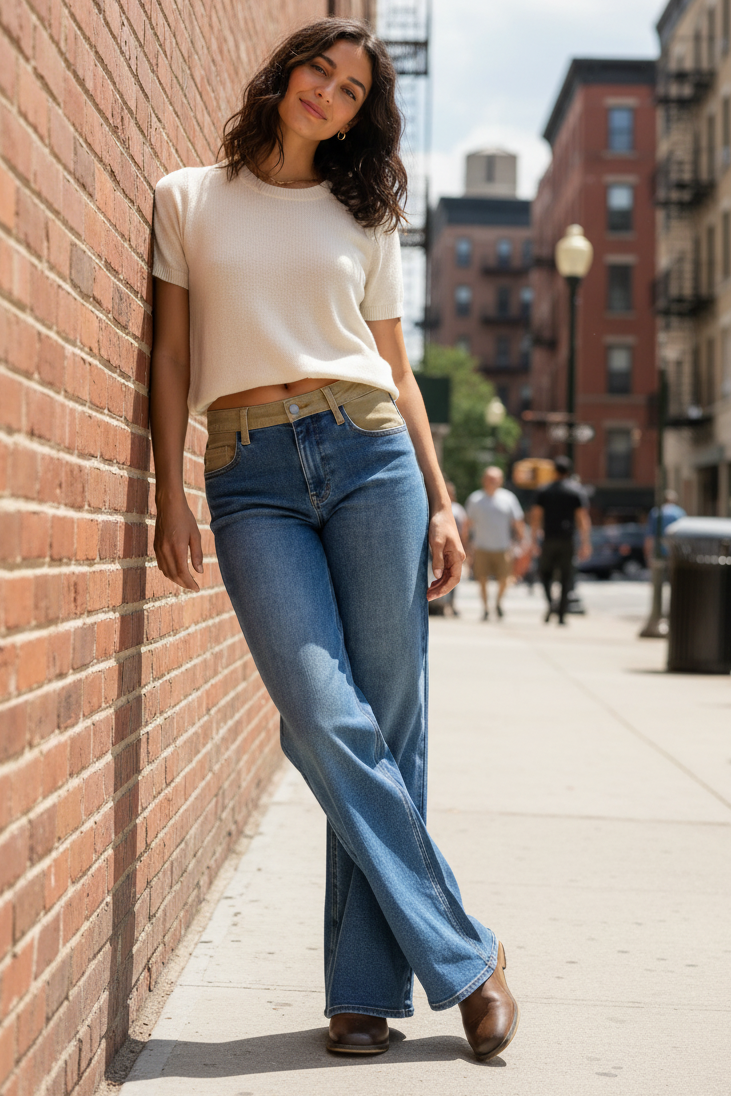 Judy Blue Mid-Rise Column Straight Leg Jeans Corduroy Patchwork Denim Pants