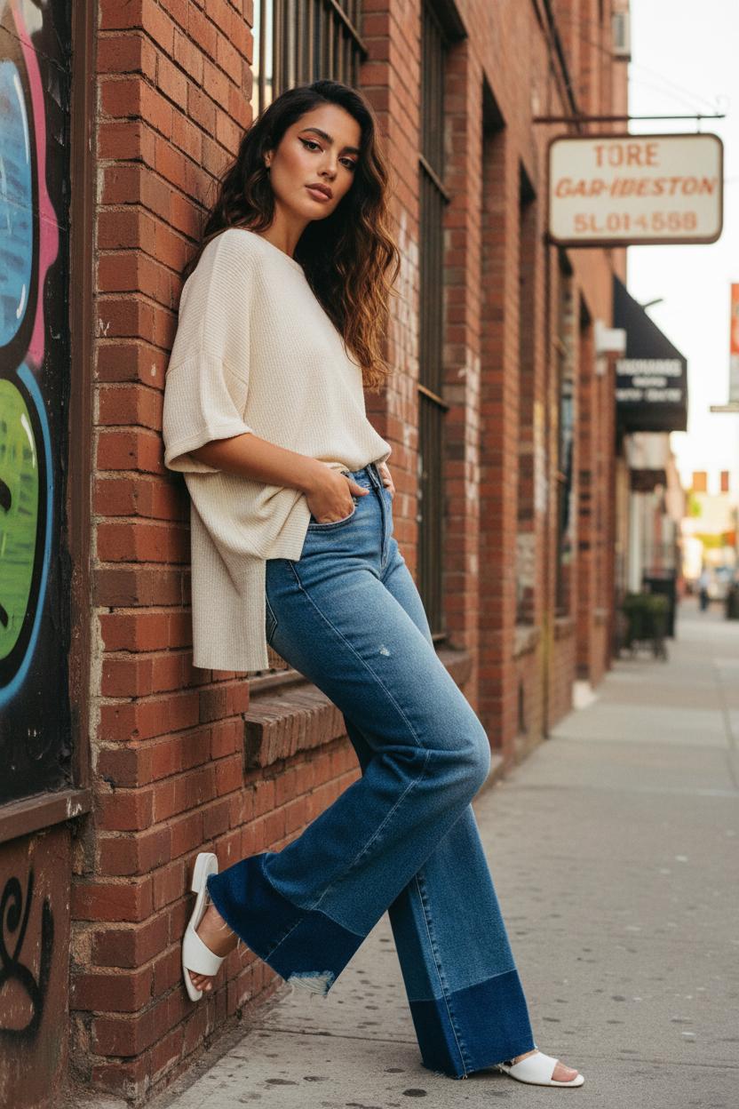 Judy Blue High-Rise Straight Leg Relaxed Column Jeans Dark Raw Hem Denim Pants