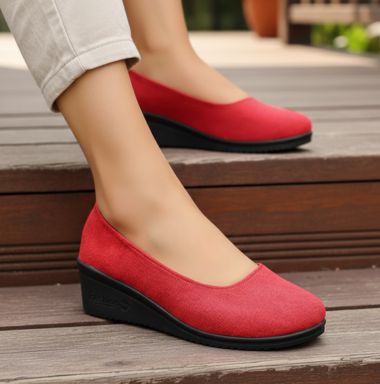 Soft Round Toe Ballet Shoes Classic Low Wedge Flats Minimalist Slip-On Shoes