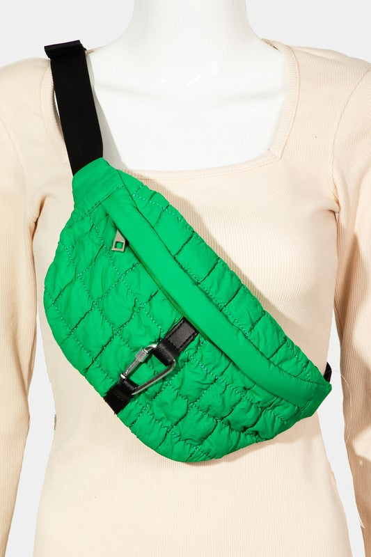 Bubble Puff Quilted Purse Crossbody Shoulder Sling Bag Belt Waist Fanny Pack