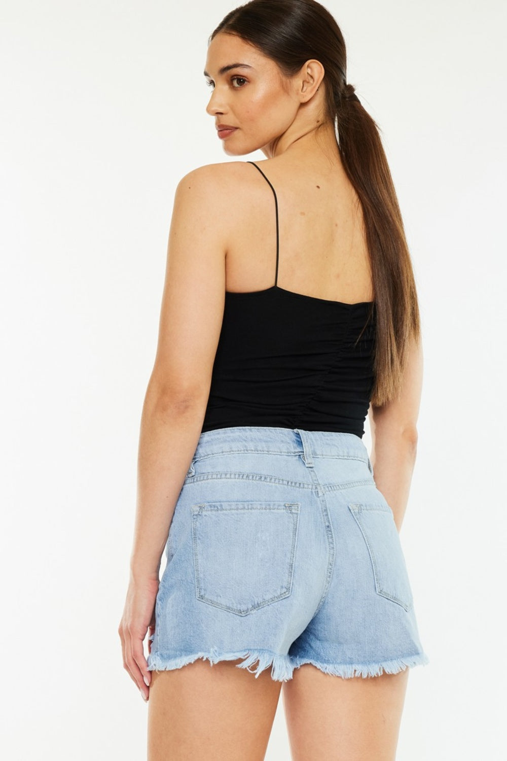 KanCan Torn High Rise Waist Denim Frayed Cut-off Hem Distressed Jean Shorts