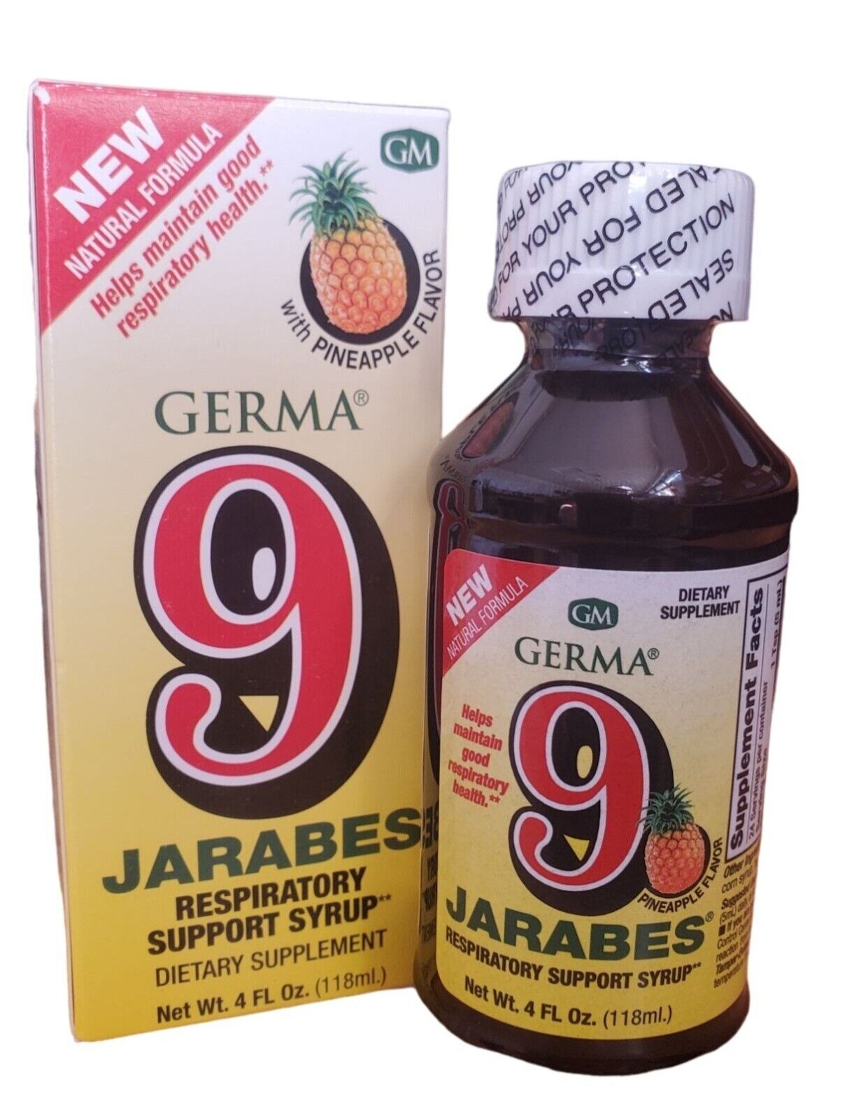 Germa 9 Jarabes Syrup Pineapple Flavor Dietary Supplement 4 oz