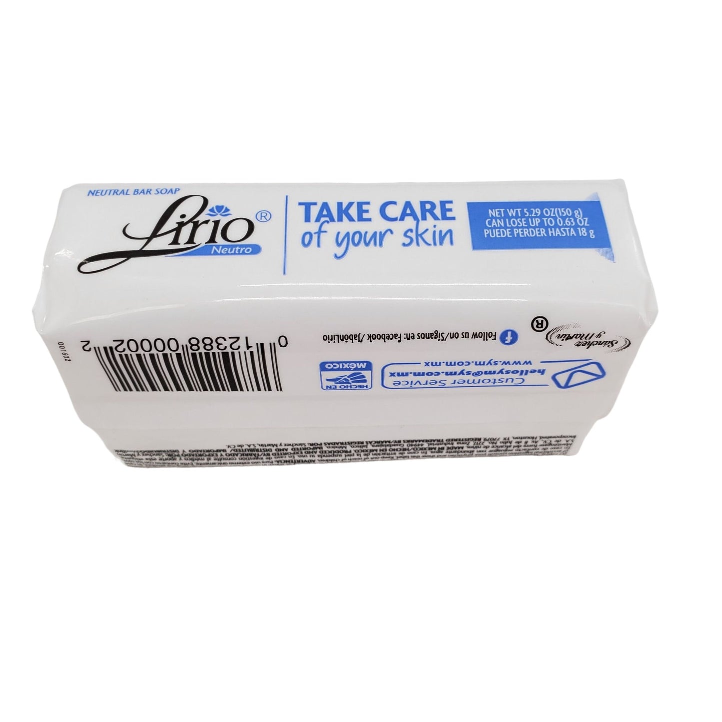 Lirio Neutro Neutral soap bar 5.29OZ (150g) Pack of 1 bath shower soap