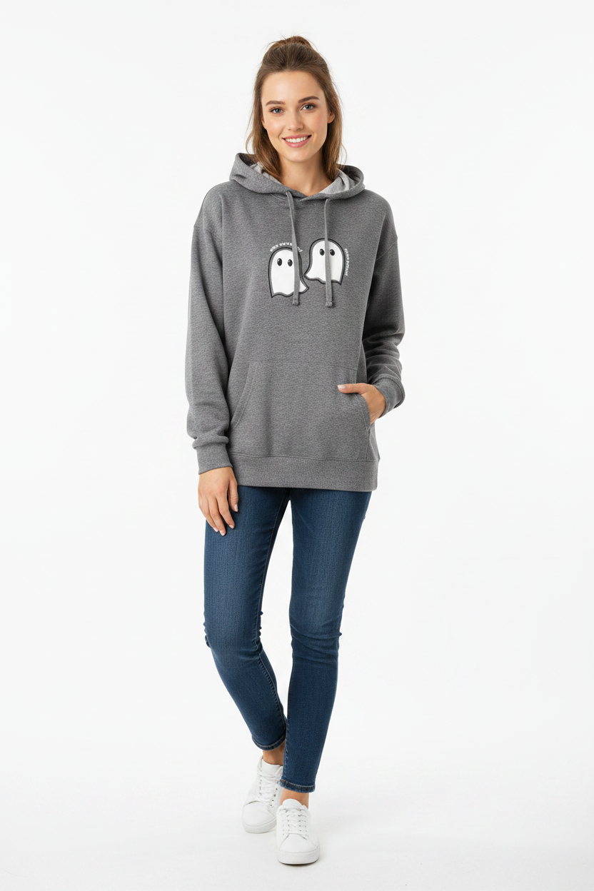 Ghost Around Halloween Pullover Kangaroo Pockets Oversized Hoodie