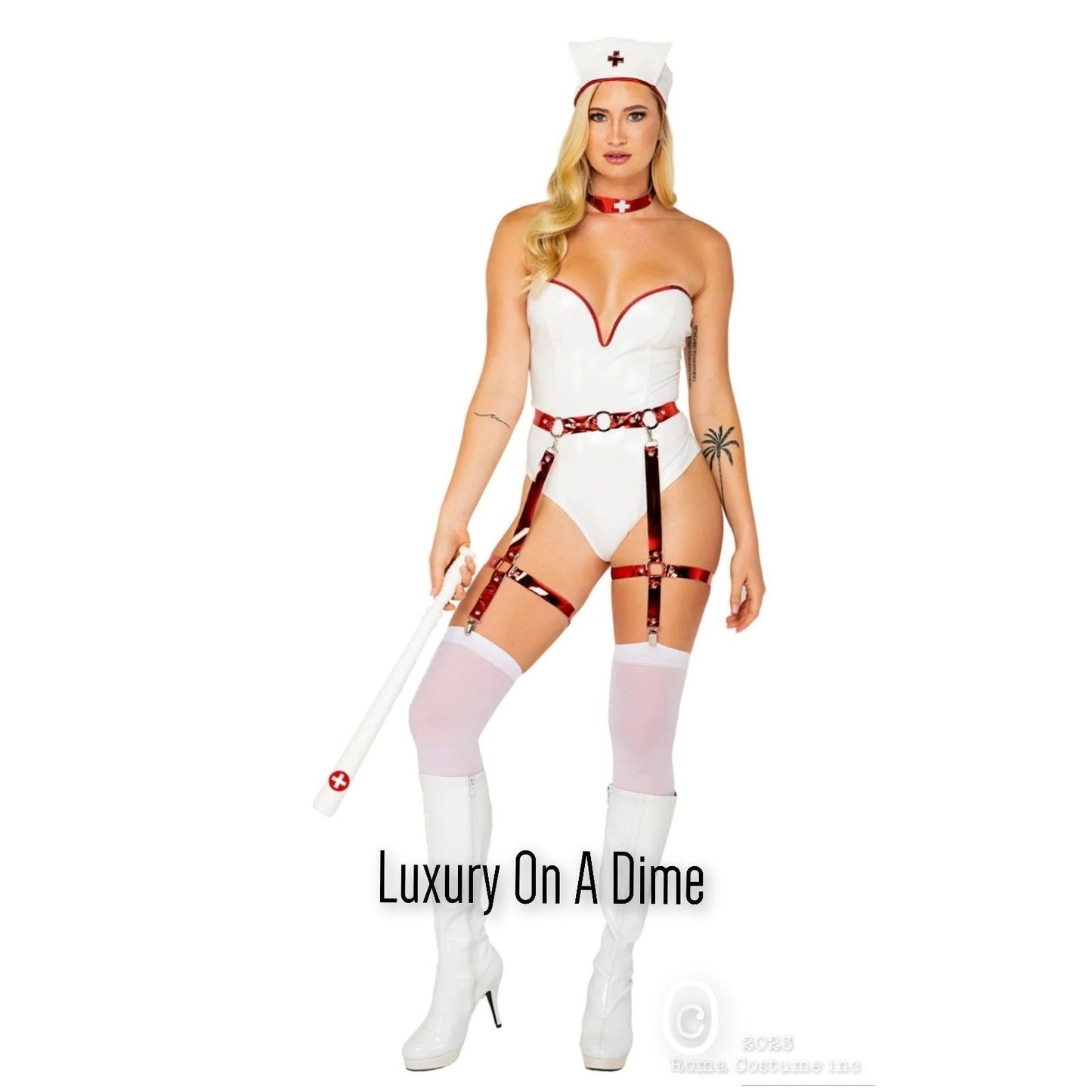 Naughty 4-piece Seductive Sexy Nurse Adult Women Costume Cosplay