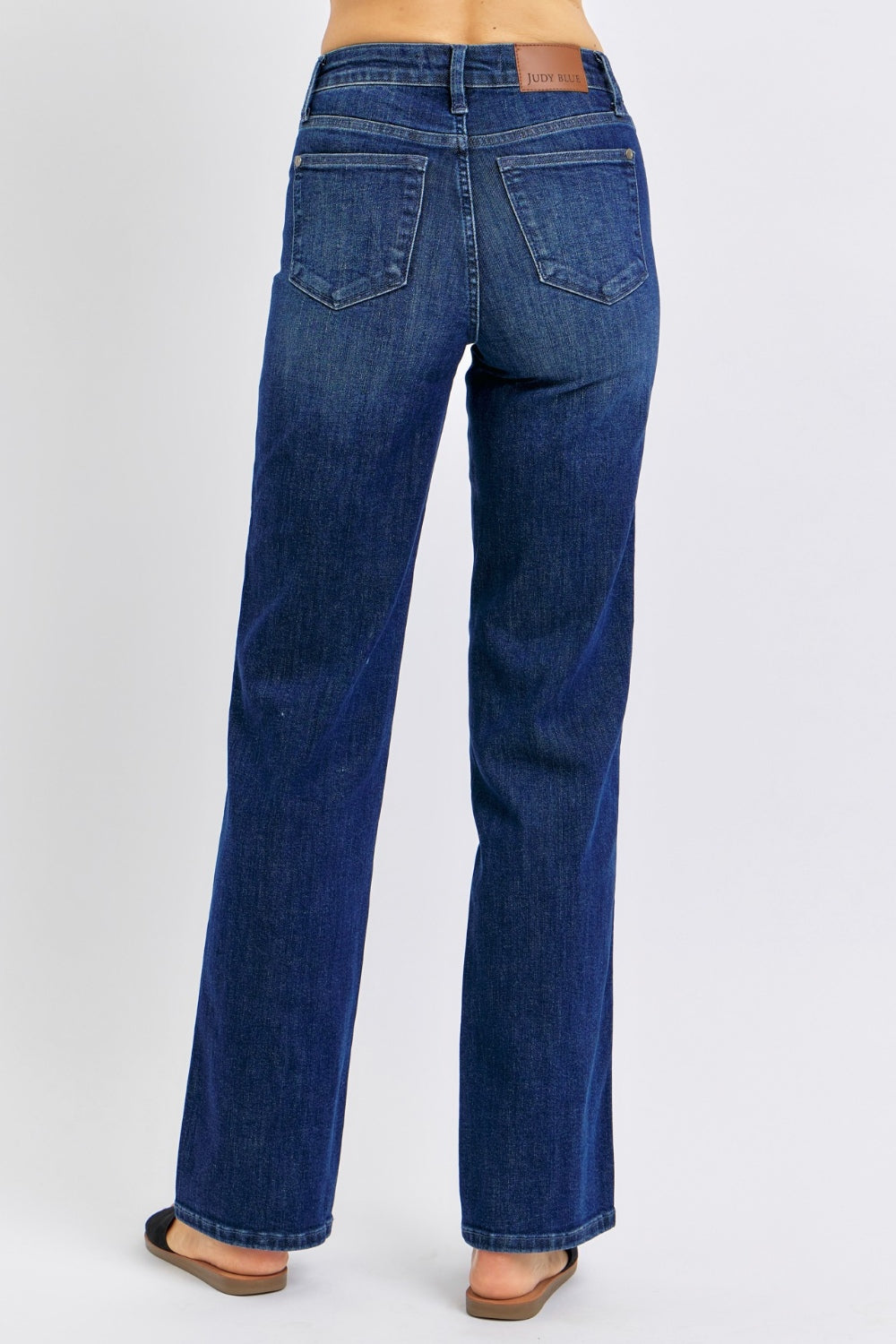 High-Rise Waist Denim Classic Boyfriend Straight Leg Jean Pants Dark Judy Blue