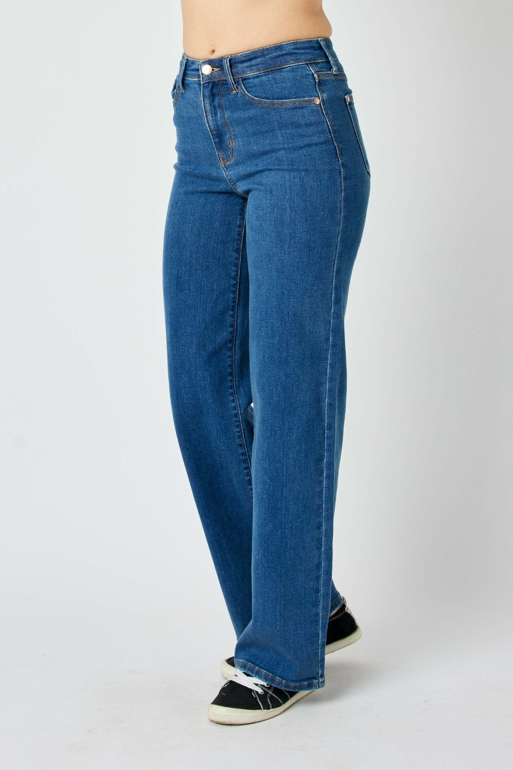 Judy Blue High-Rise Waist Denim Boyfriend Classic Straight Leg Jean Pants