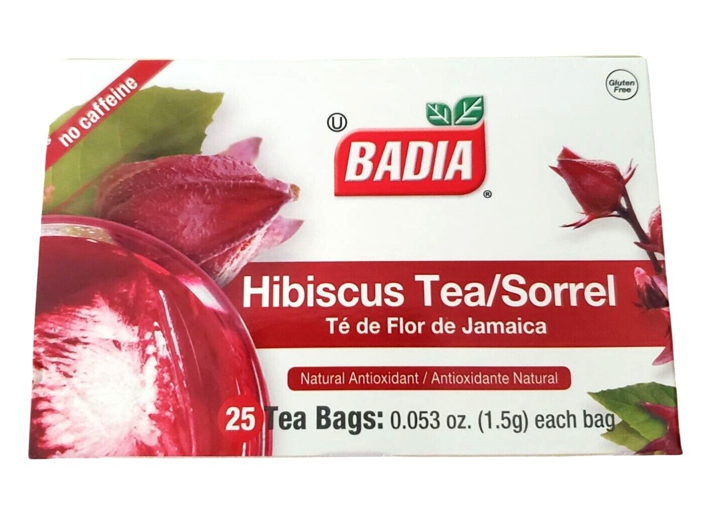 Badia Hibiscus Tea/Sorrel Te de Flor de Jamaica Natural Antioxidant 25 Tea Bags